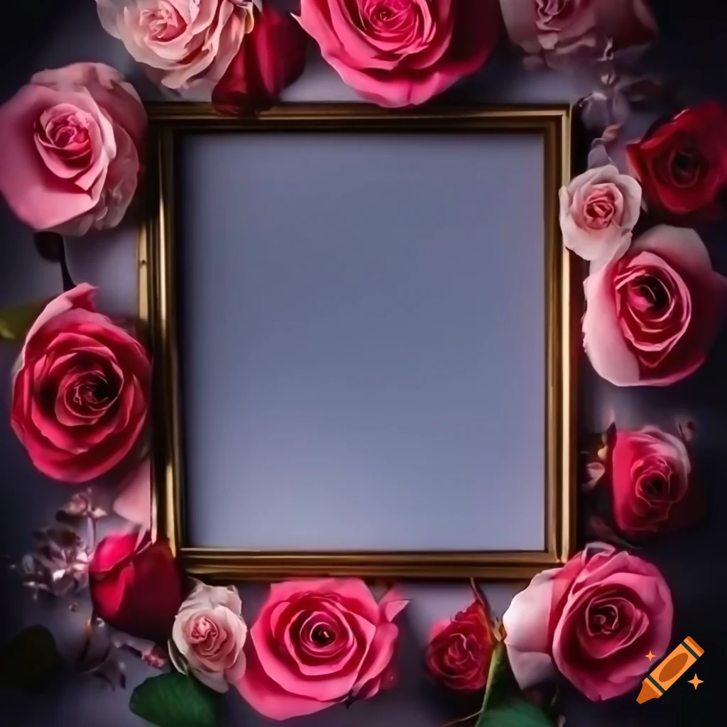 Elegant flowers and picture frame centerpiece with romantic valentine theme on Craiyon