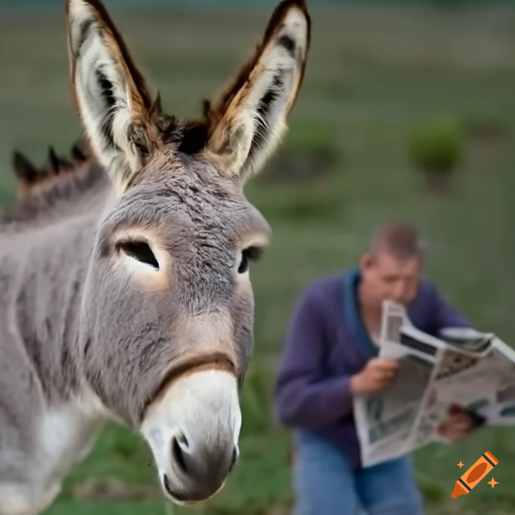 Donkey reading a newspaper