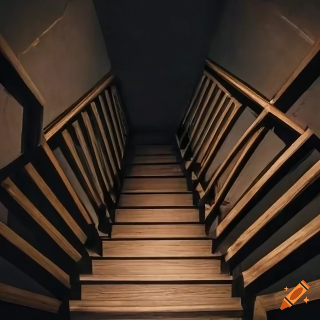 dramatic-wooden-staircase-leading-to-underground-room-in-darkness-on