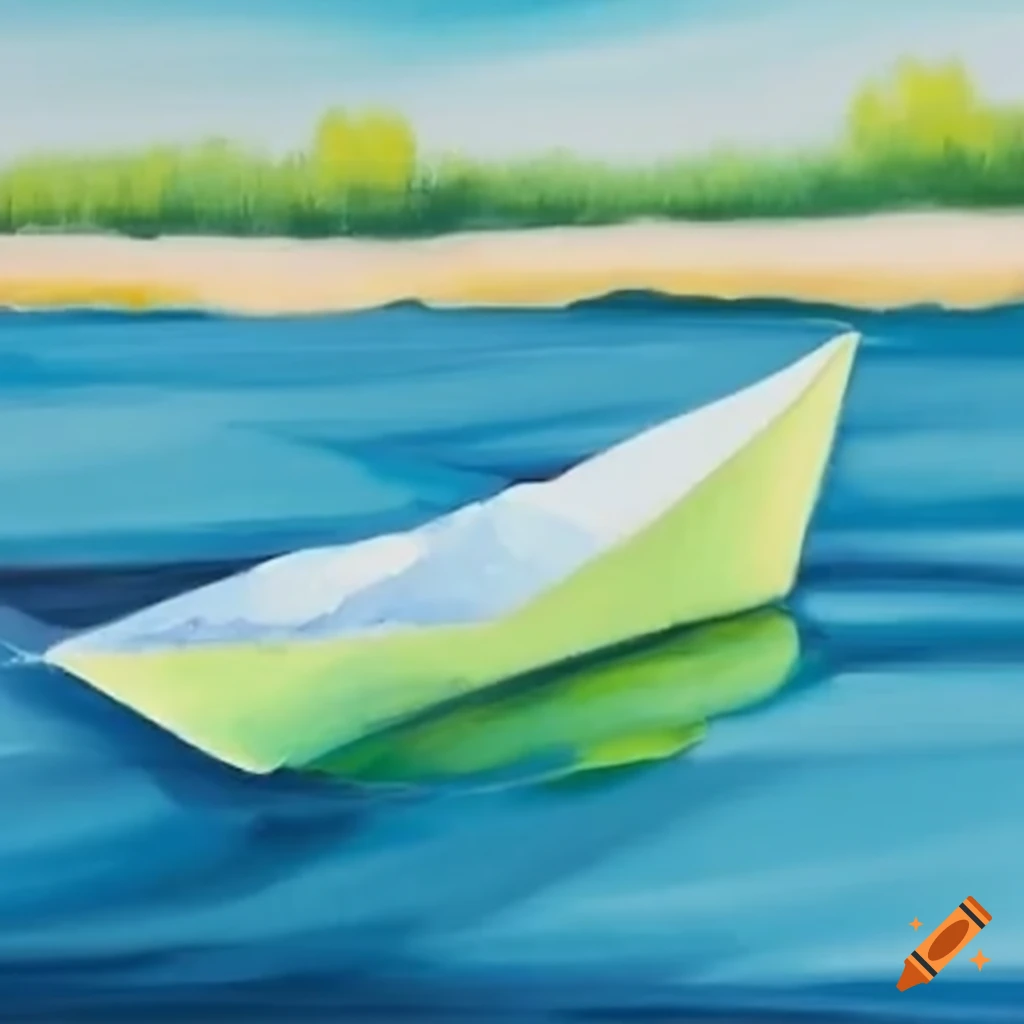 Little paper boat sailing along a creek