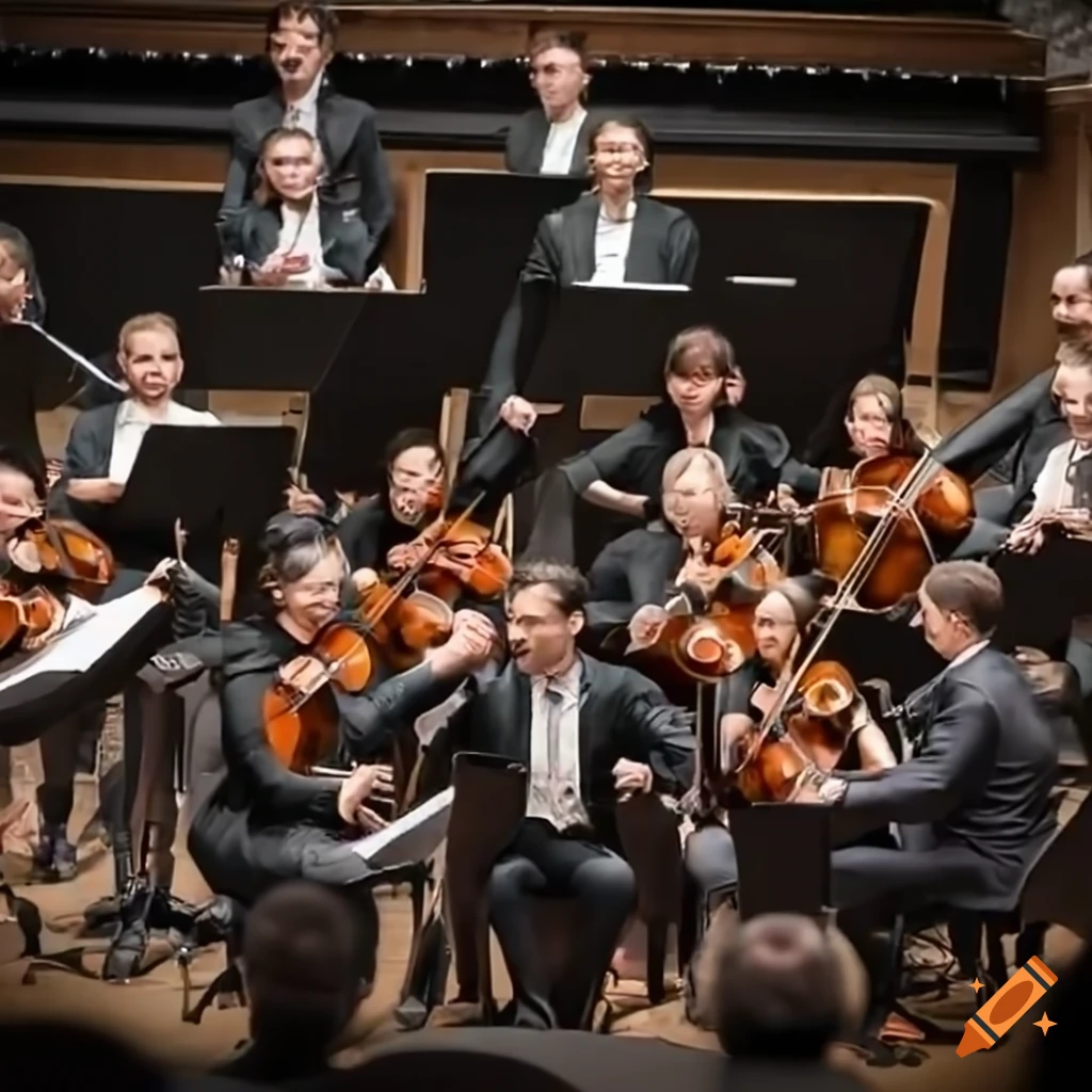 Symphonic orchestra performing on stage
