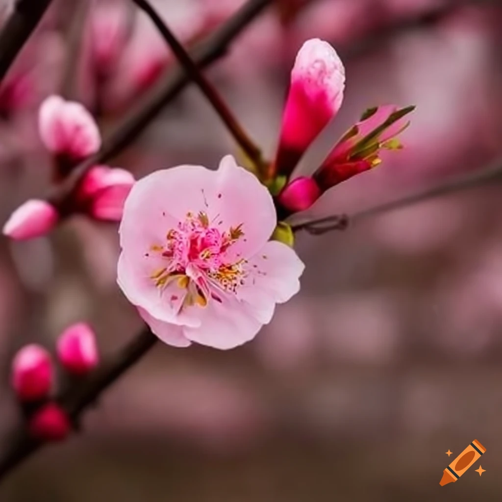 Pink peach blossoms in full bloom, ideal for lunar new year decor on