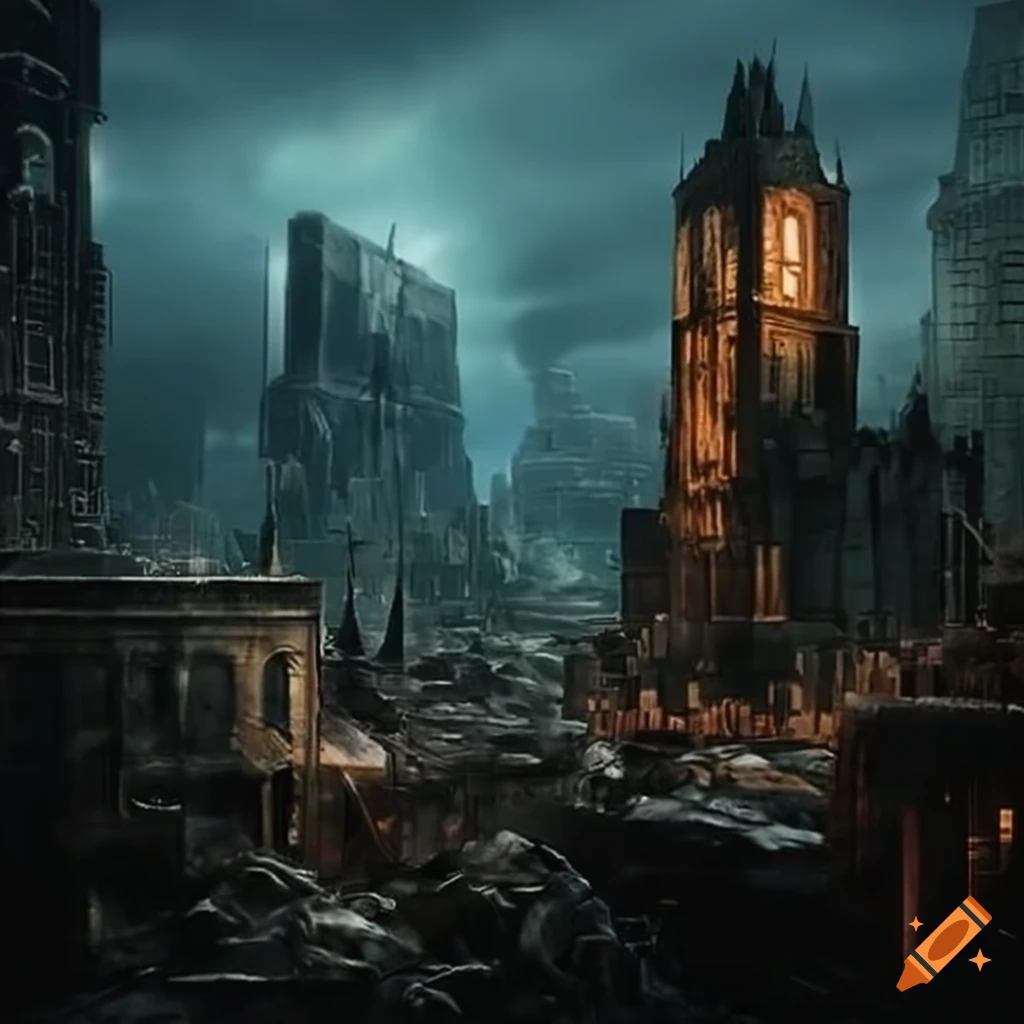 Apocalyptic cityscape on Craiyon