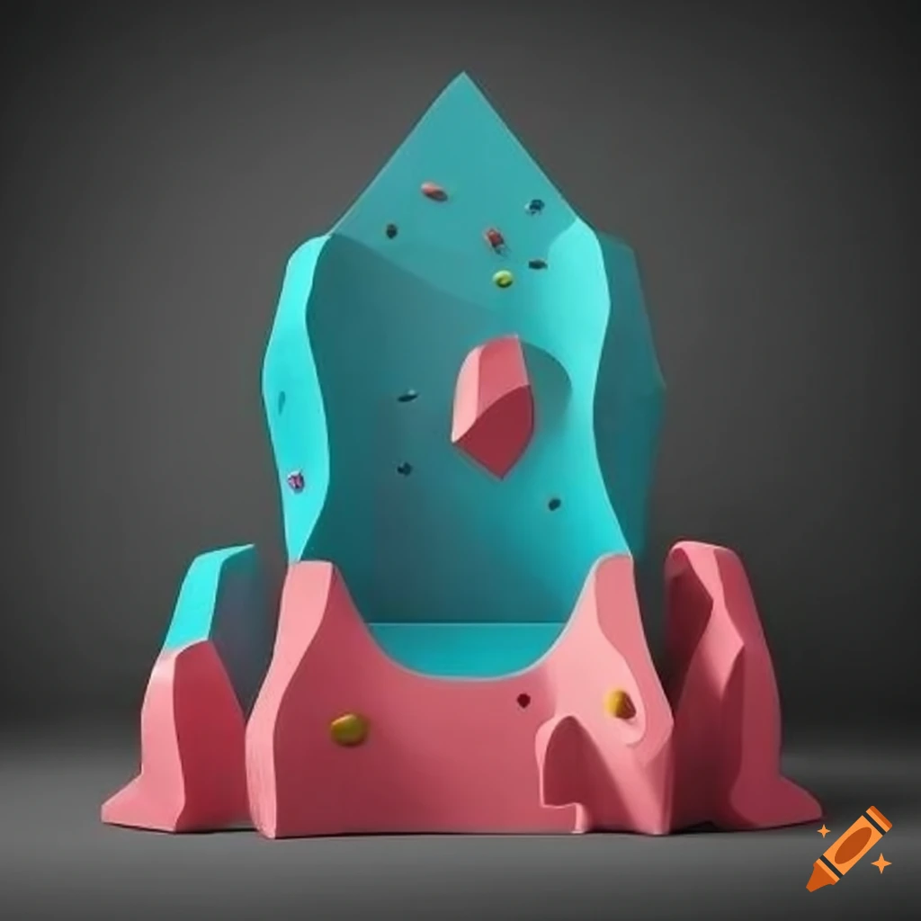 Throne-shaped bouldering gym with large climbing holds