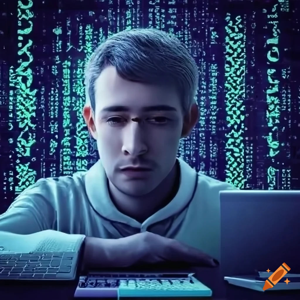 Man coding on a computer on Craiyon