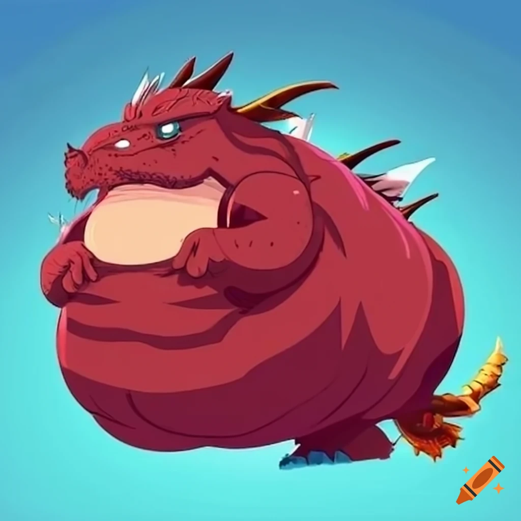 Chubby red dragon with blimp-like features on Craiyon