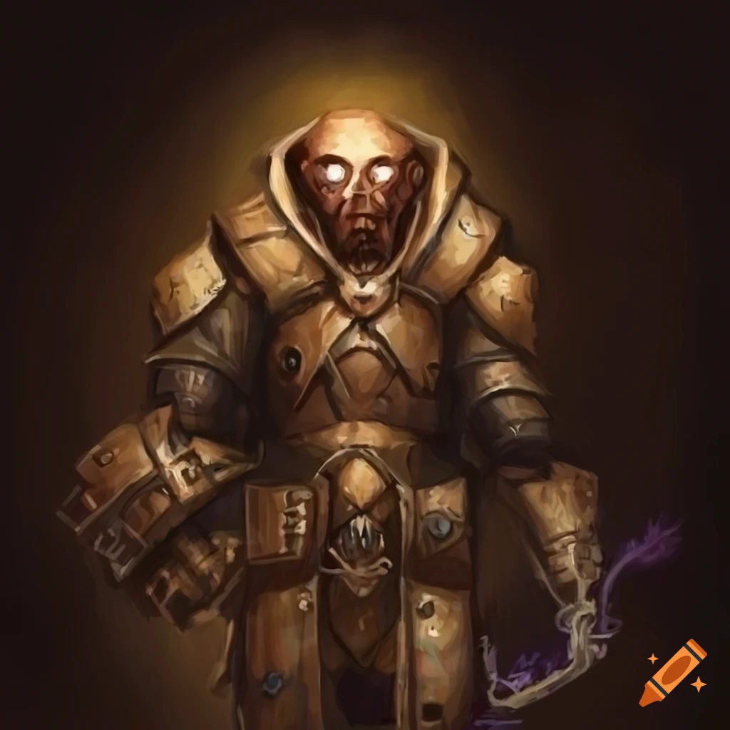 Self-portrait of Warforged from D&D with a paintbrush
