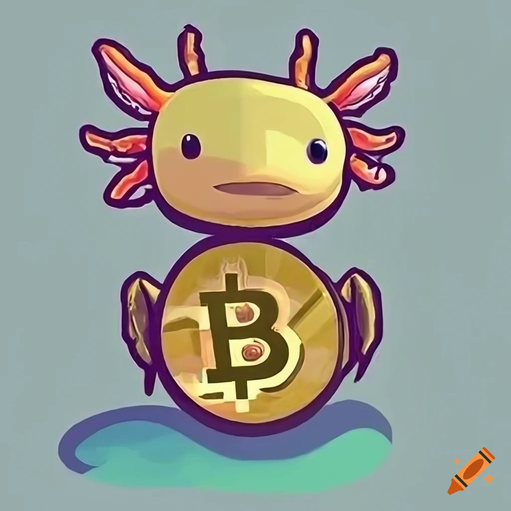 Axolotl with a bitcoin app logo