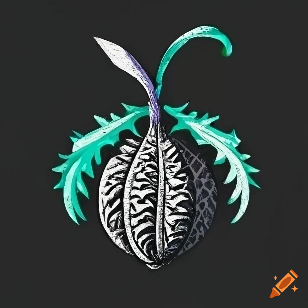 One piece devil fruit black ink illustration on pitch black background