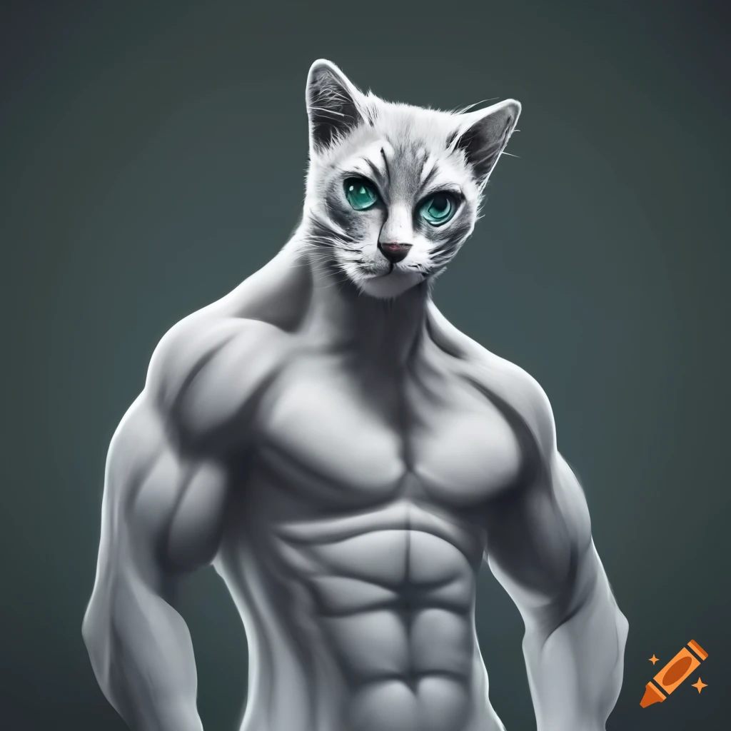 Muscular cat with centered composition and long exposure on Craiyon