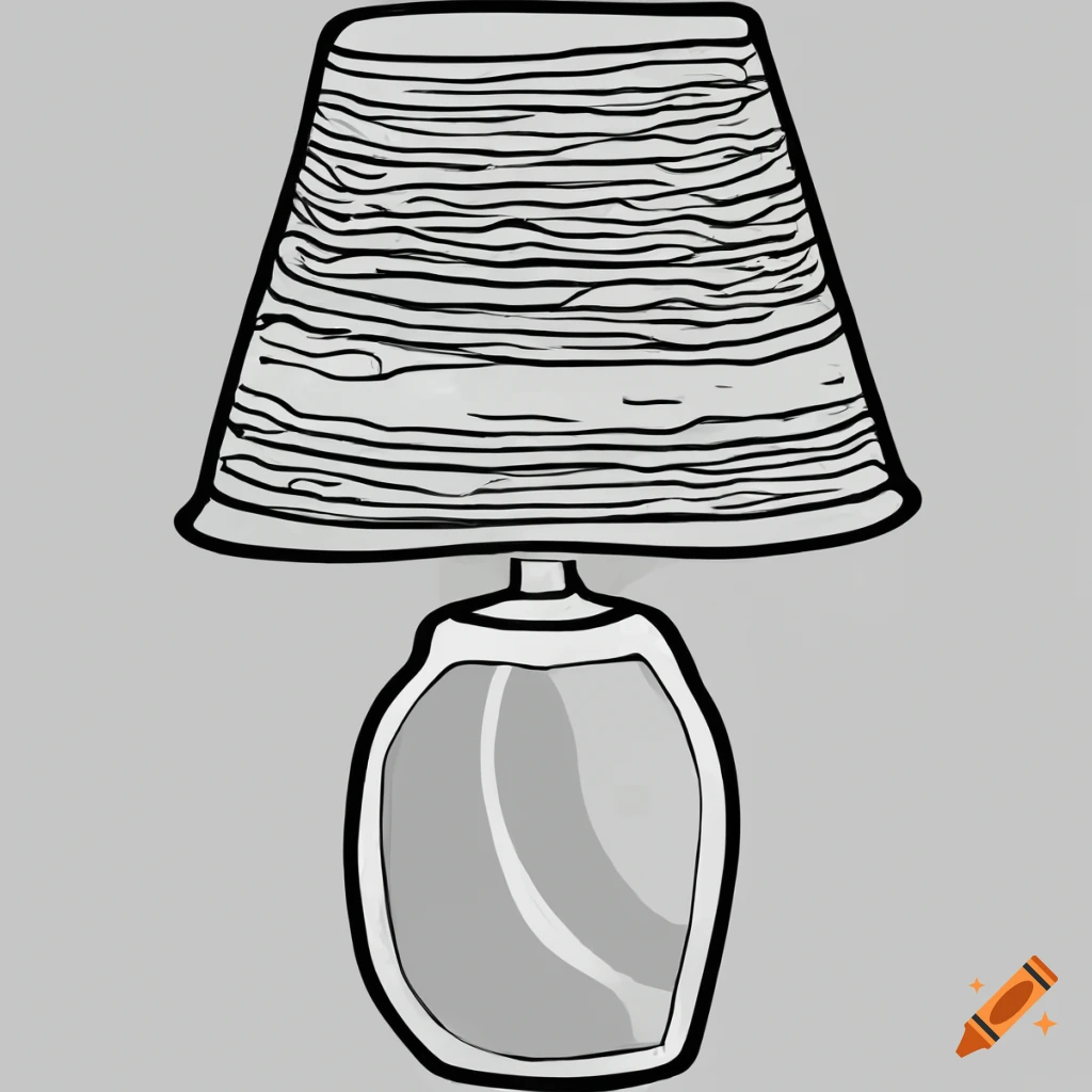 Cartoon lamp in line art style