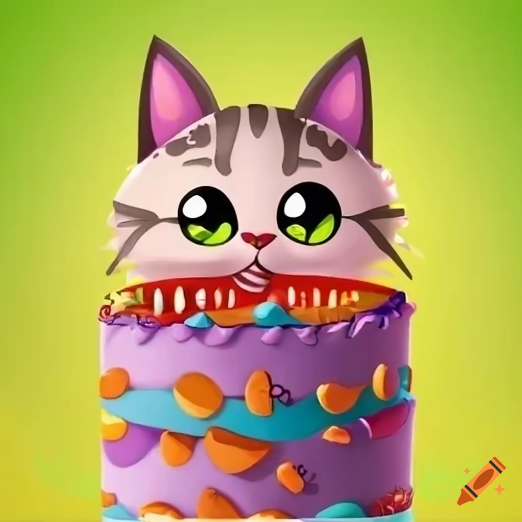 Cute Chef Cat Cooking Birthday Cake