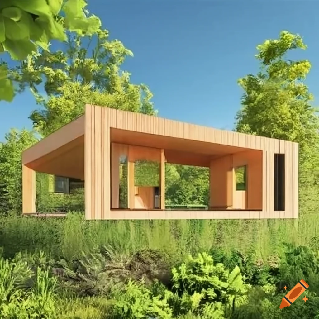 Architect building sustainable house made of mass timber in beautiful landscape