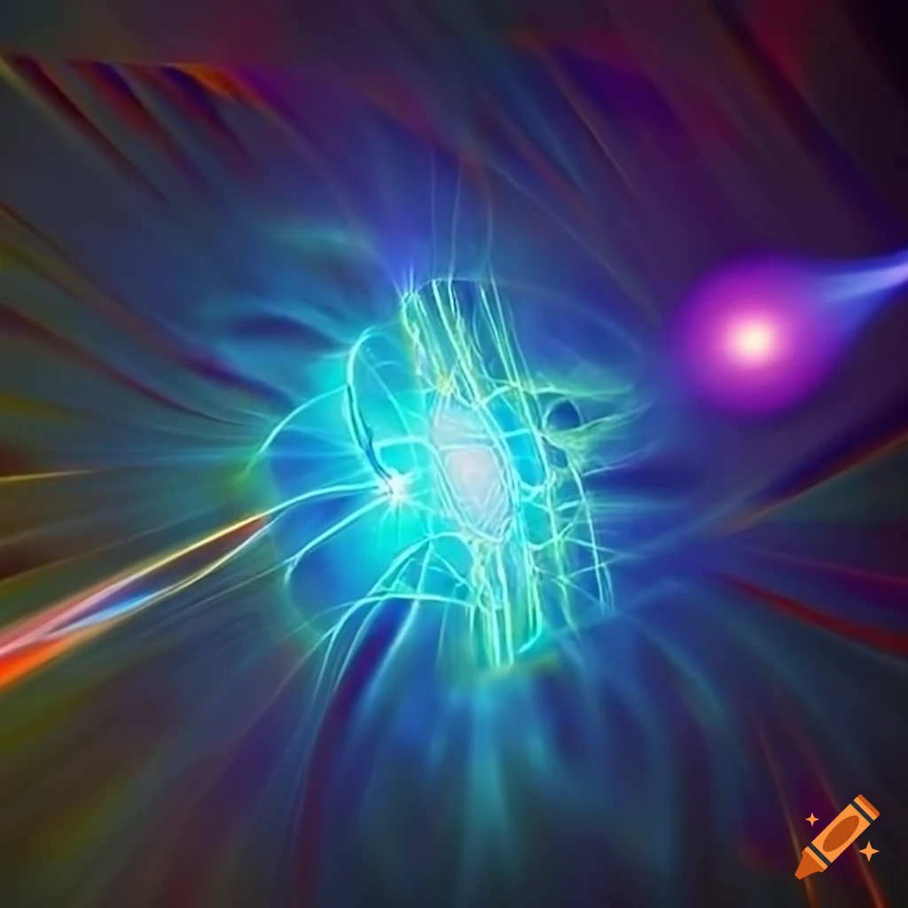 Quantum physics and technology concept with advanced lighting effects