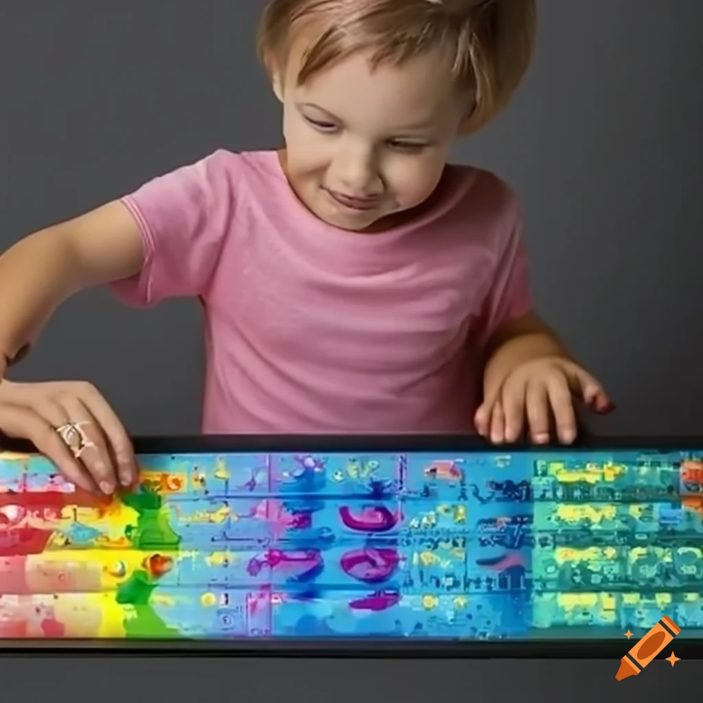 Colorful and patterned computer for teaching coding to children with ...