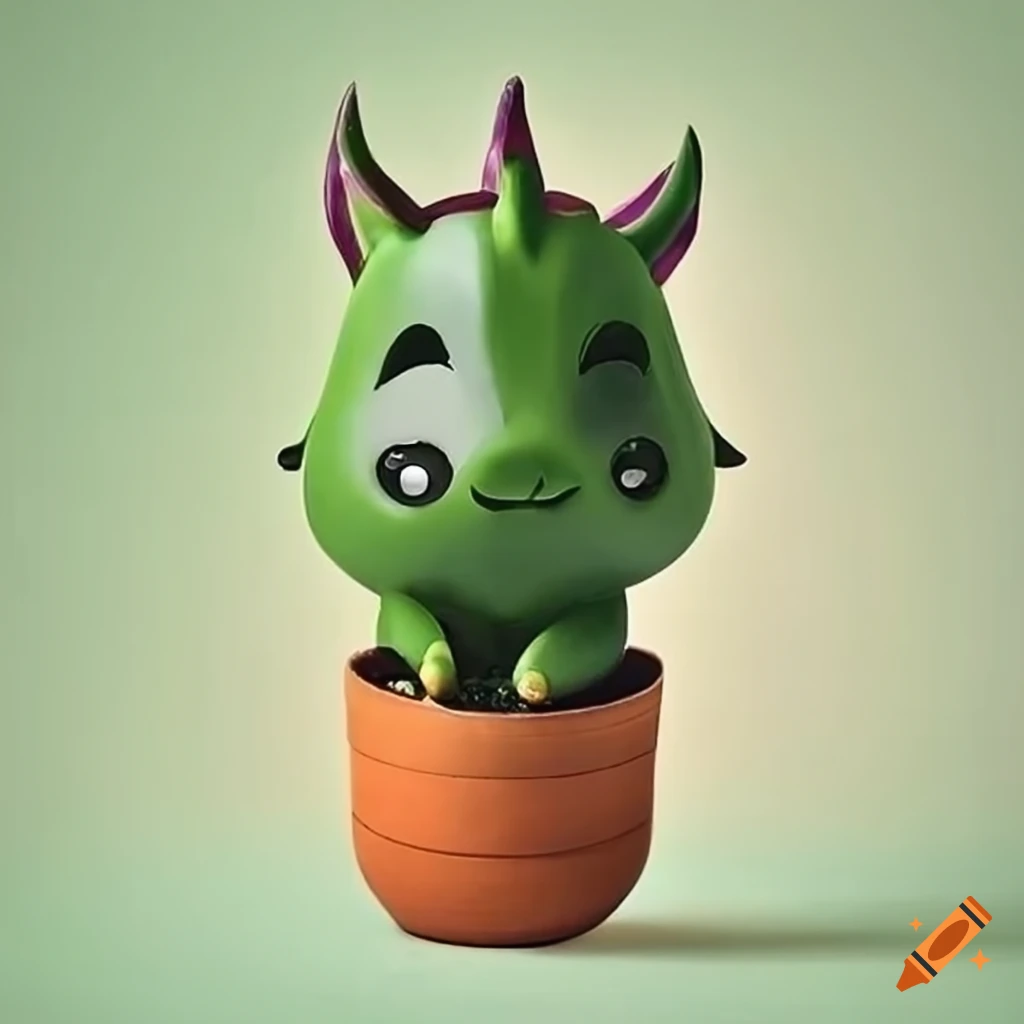 Dragon plant pot cute on Craiyon