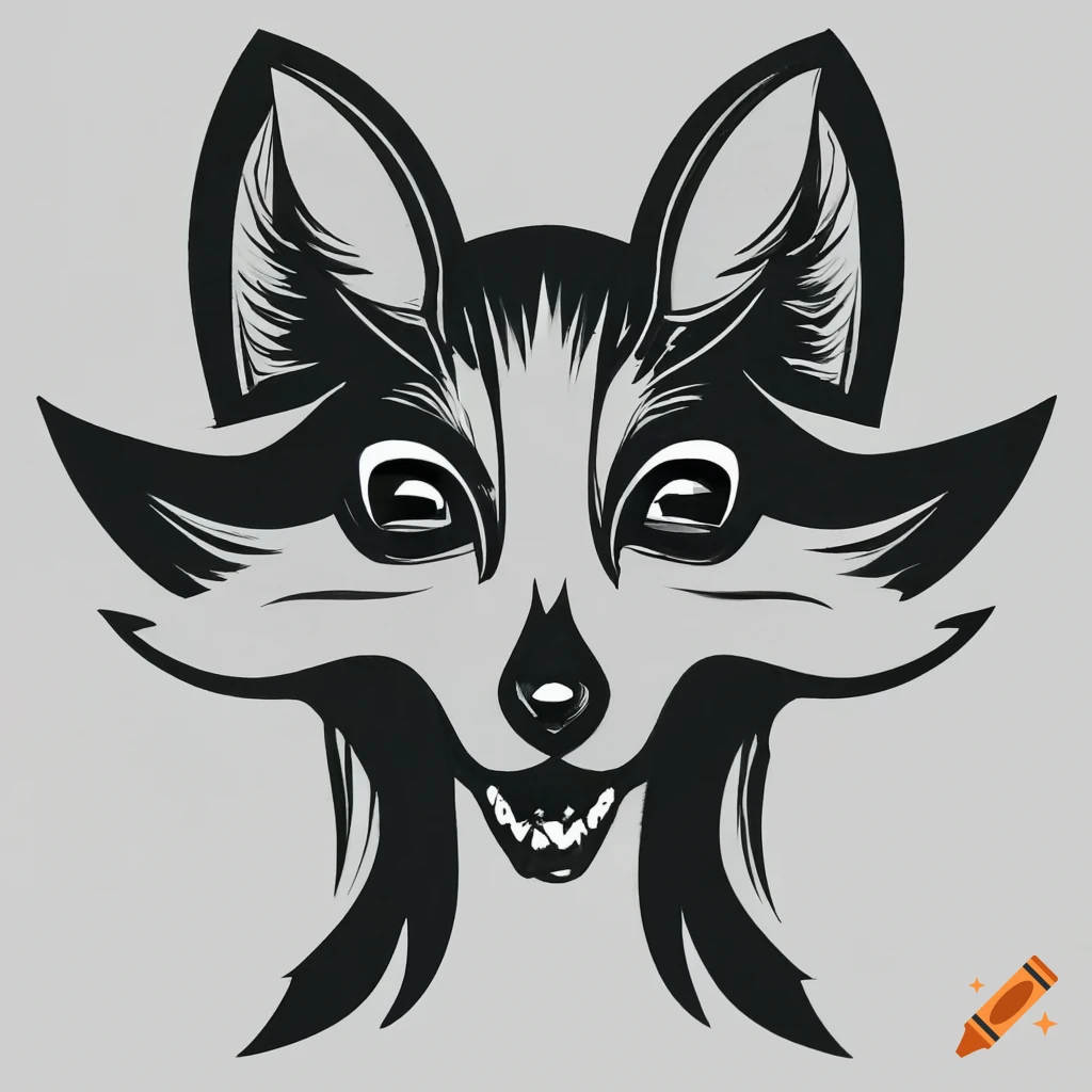 Side view of black fox with 6 wings, red luminous eyes, and long body