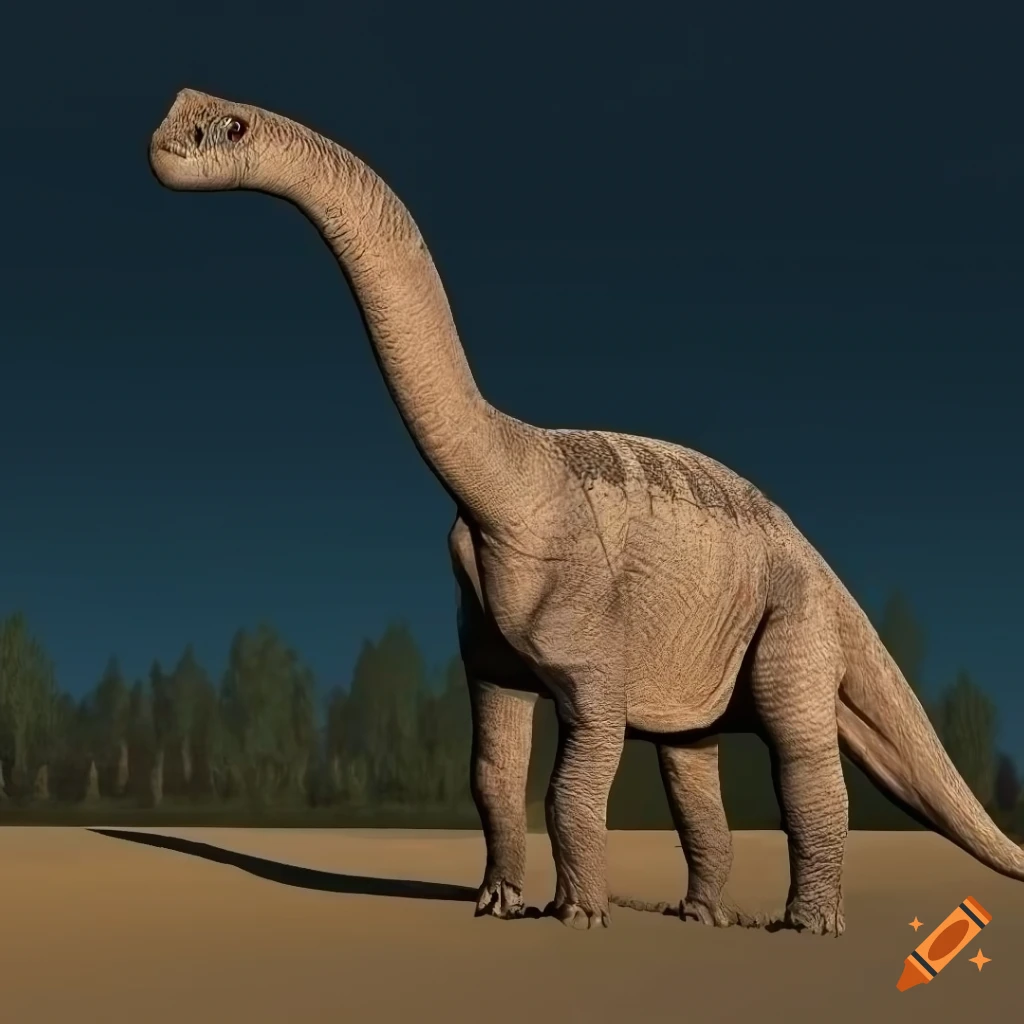 Hefty Hadrosaurus dinosaur with intricate motley color pattern and elephant-like skin texture in warm morning light