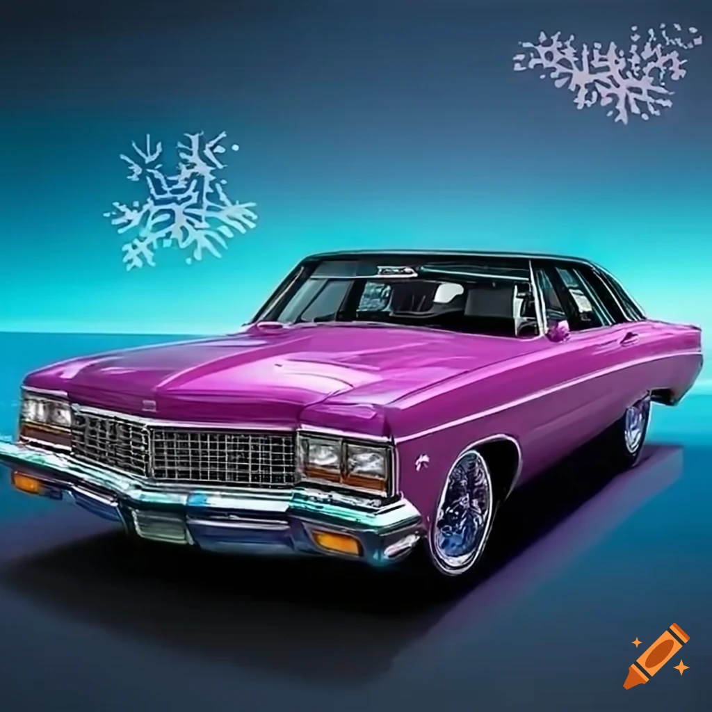 Classic box chevy caprice with houston style snowflake paint job on Craiyon