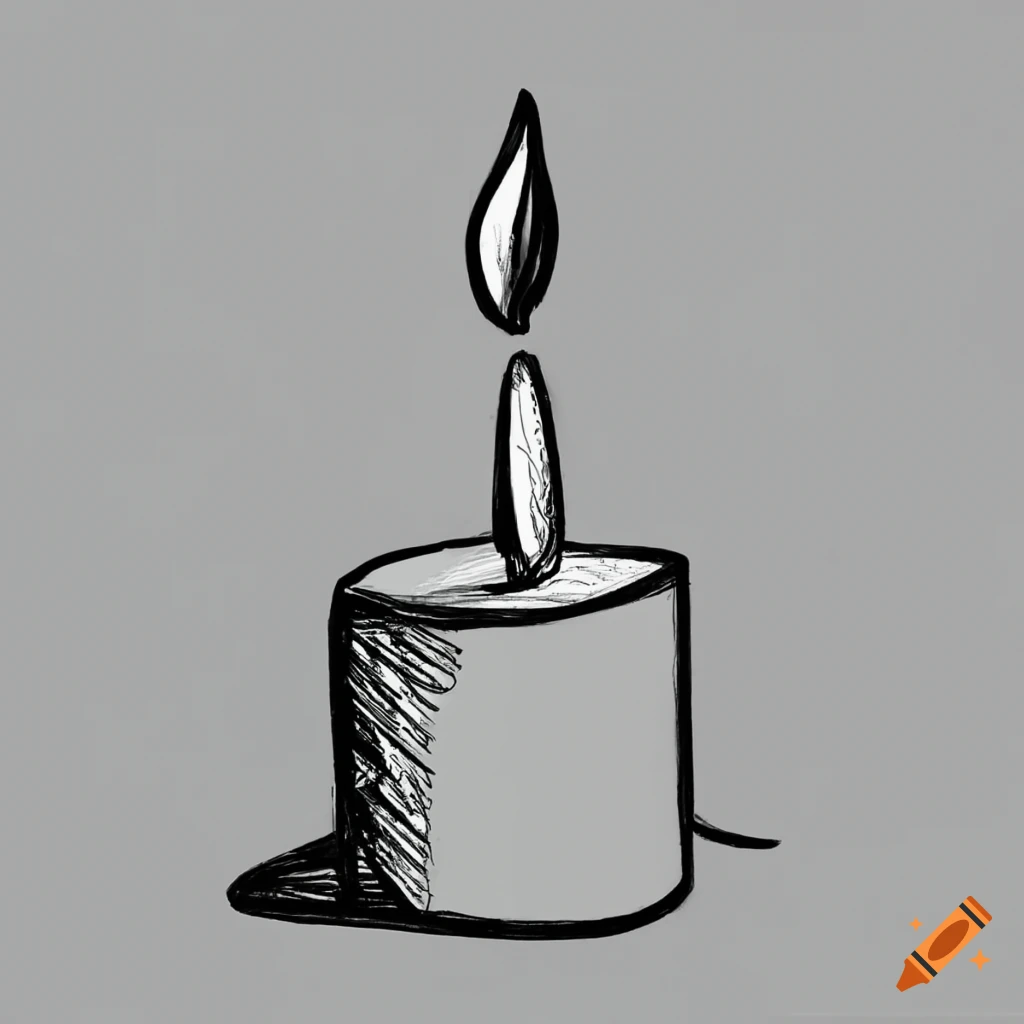 Minimalist black and white sketch of a candle