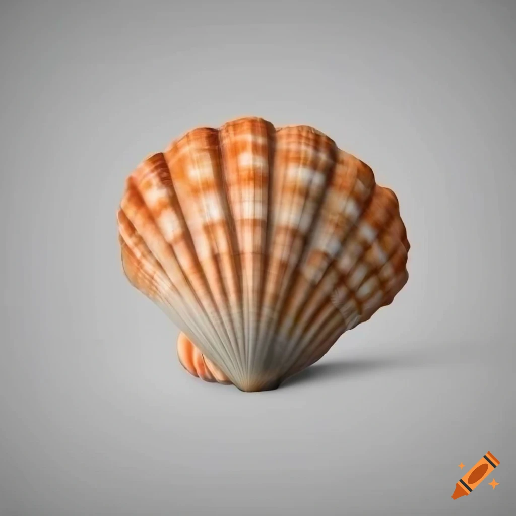 Realistic high detail rendering of a seashell on a white background