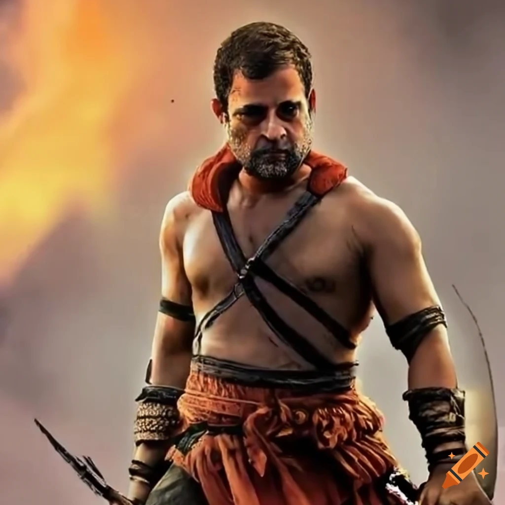 Rahul gandhi in warrior outfit on Craiyon