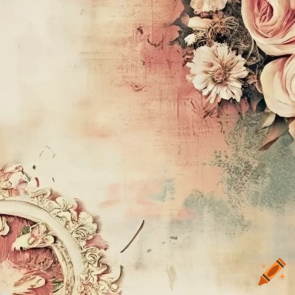 Collection of blank lined journal pages with shabby chic designs and vintage illustrations