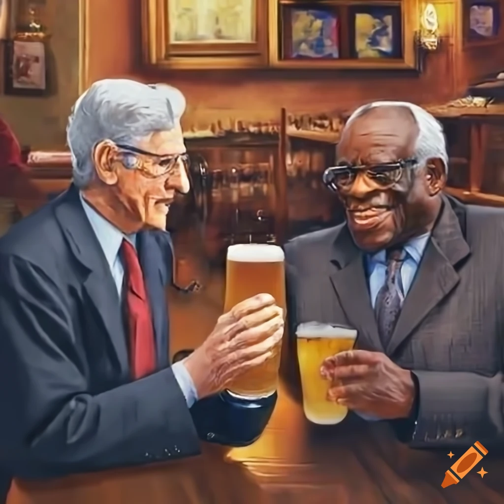 Attorney General Merrick Garland and Clarence Thomas enjoying a pint of beer in a pub