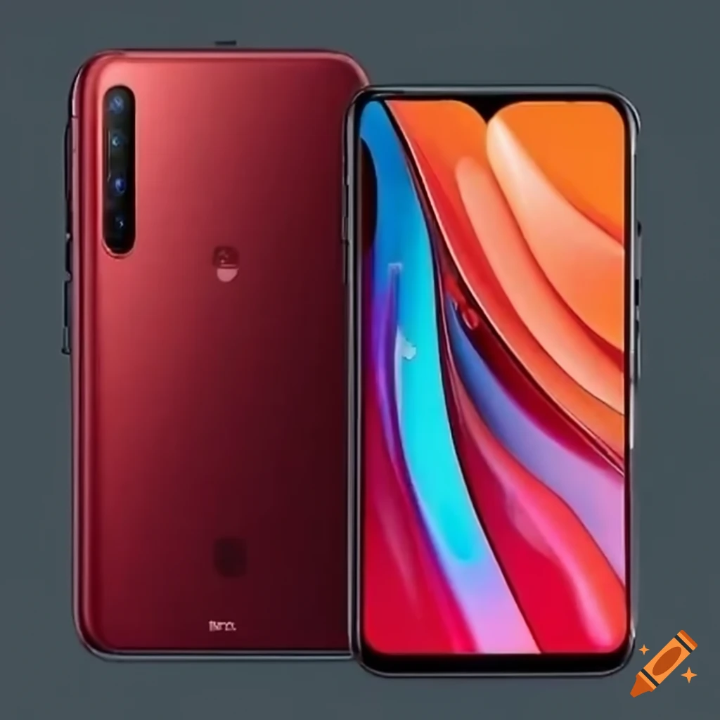 Red and black smartphones with three-lens camera design