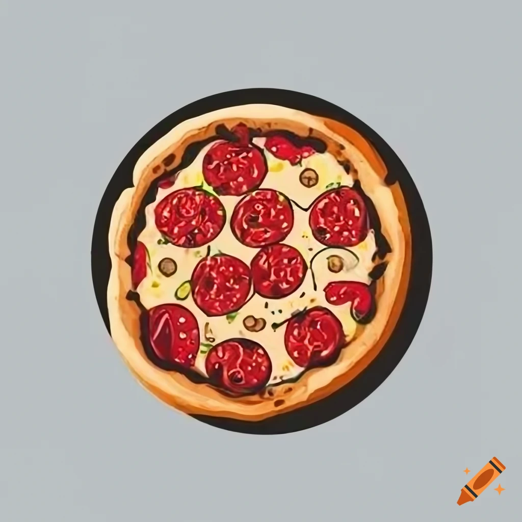 Pizza logo in a circle on Craiyon