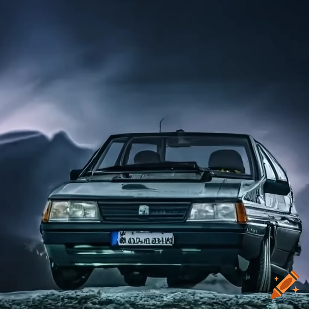 Polonez Caro drifting on a mountain pass at night