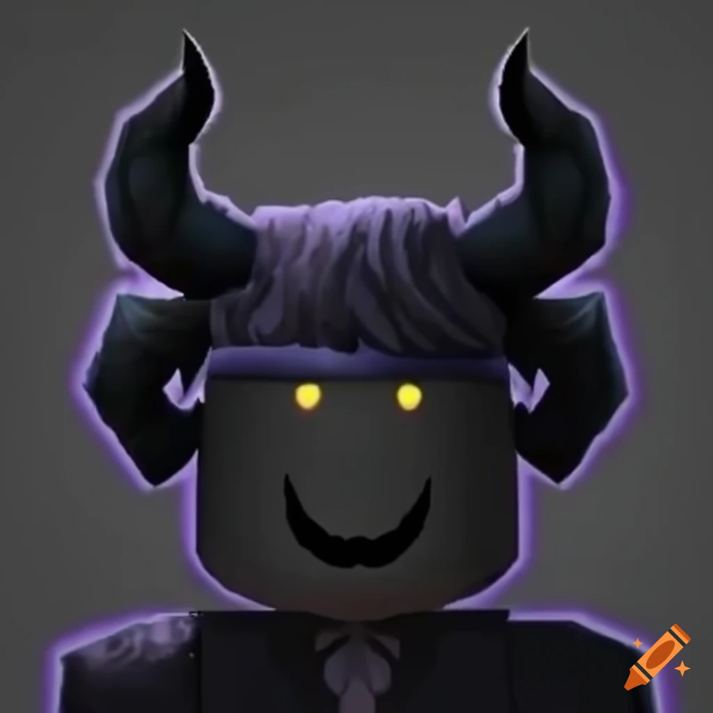 Black Roblox monster with large horns and snow effects on Craiyon