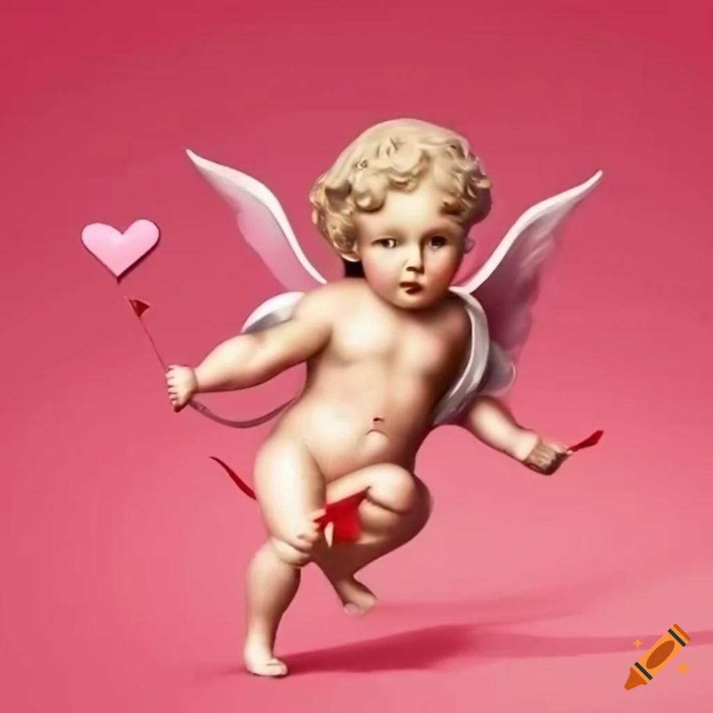 Cupid surrounded by hearts