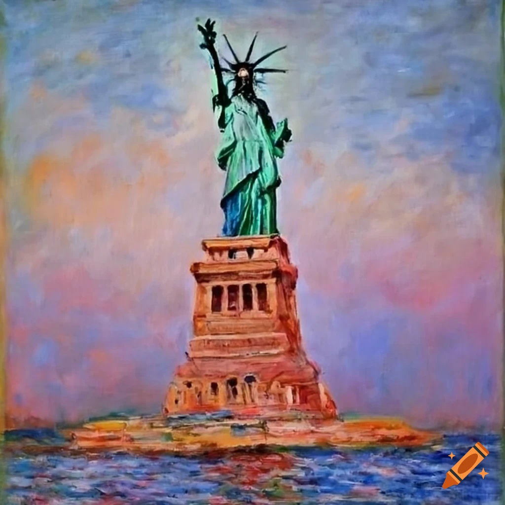 Statue of liberty painting by claude on Craiyon