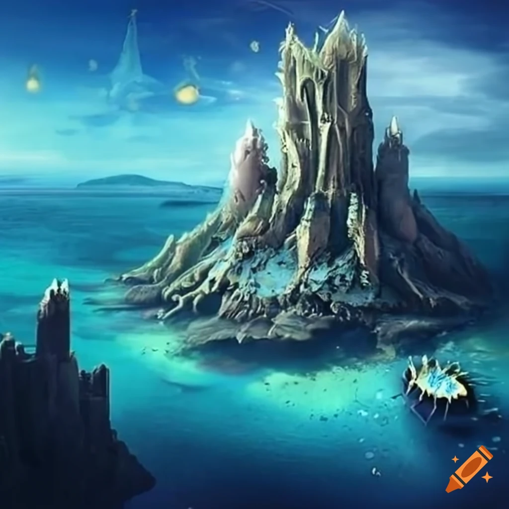 Mystical land resembling atlantis on Craiyon