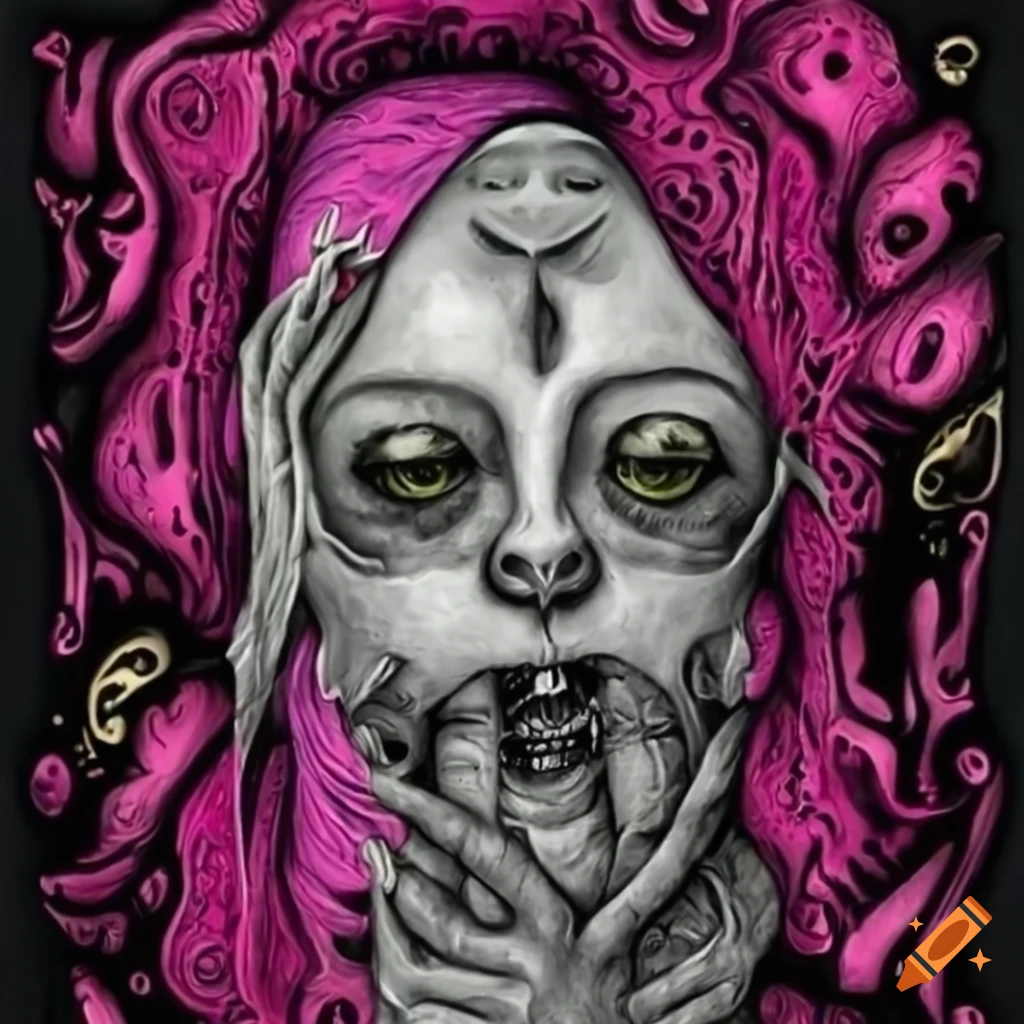 Surrealist bizarre Joker with weird motifs and textures