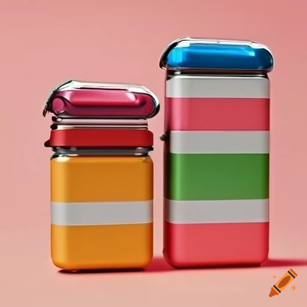 Colorful small steel insulated magnetic lunchboxes in different sizes