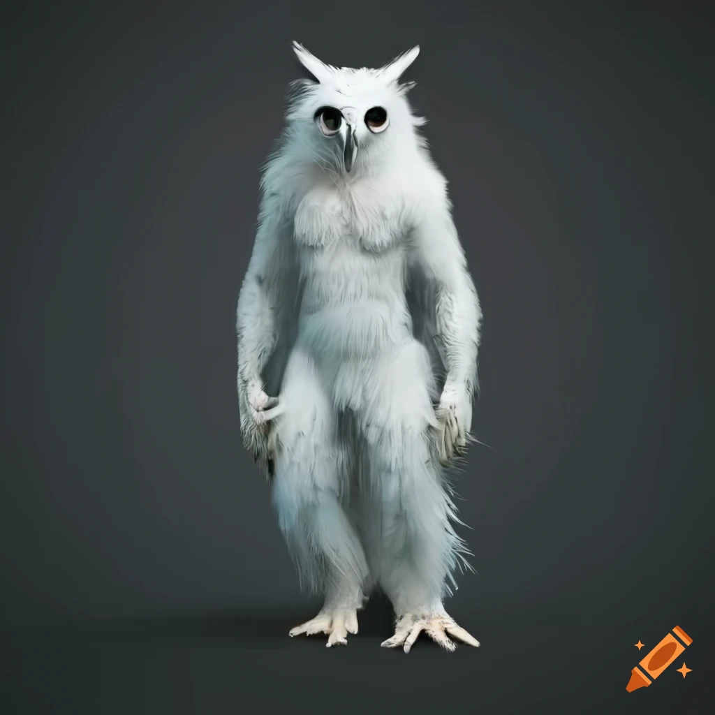 White humanoid owlbear standing