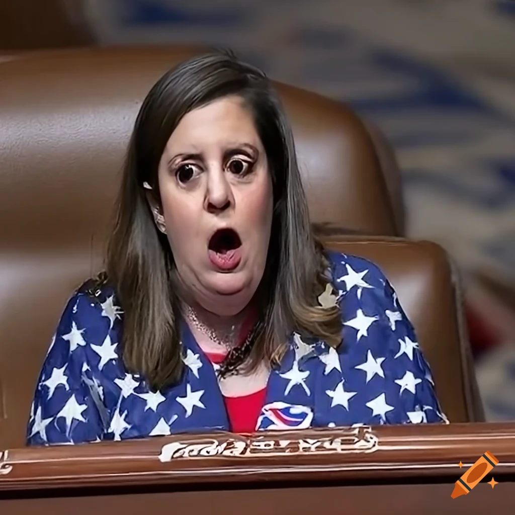 Representative elise stefanik in a patriotic setting on craiyon