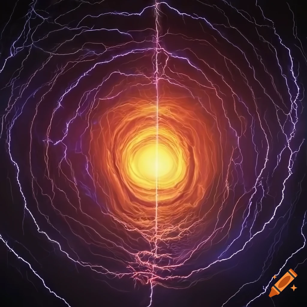 Mega portal made of ball lightning with stunning high definition and