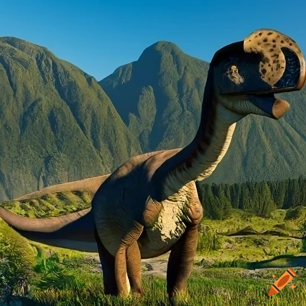 Detailed scientifically accurate Hadrosaurus dinosaur in intricate color pattern