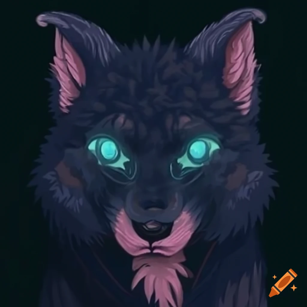Night-themed werewolf fursona with glowing star patterns