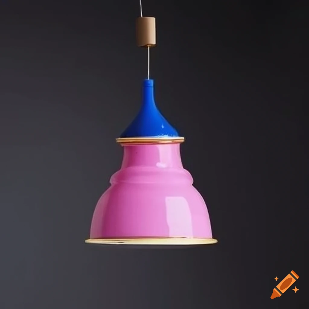 Unique hanging lamp with vibrant enamel colors on Craiyon