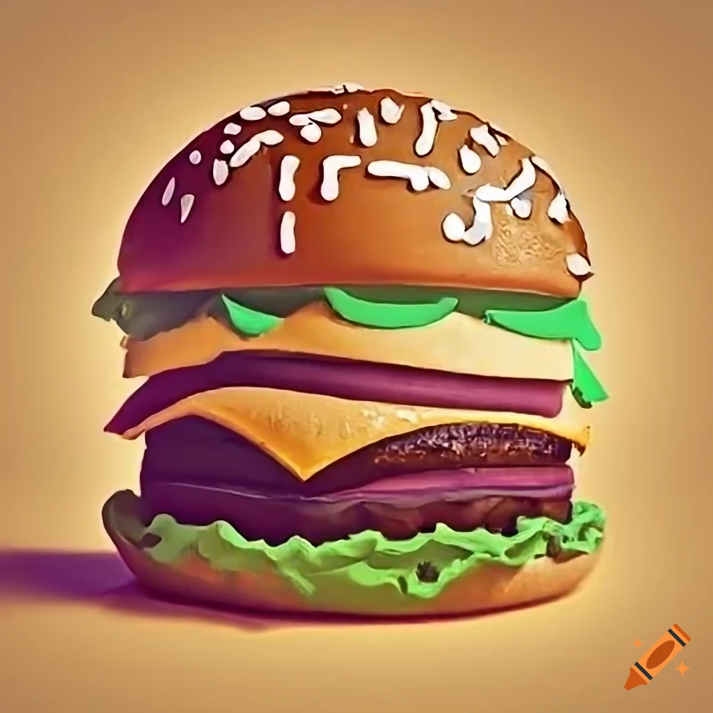 The People's Burger on a royal throne, stylized retro ad