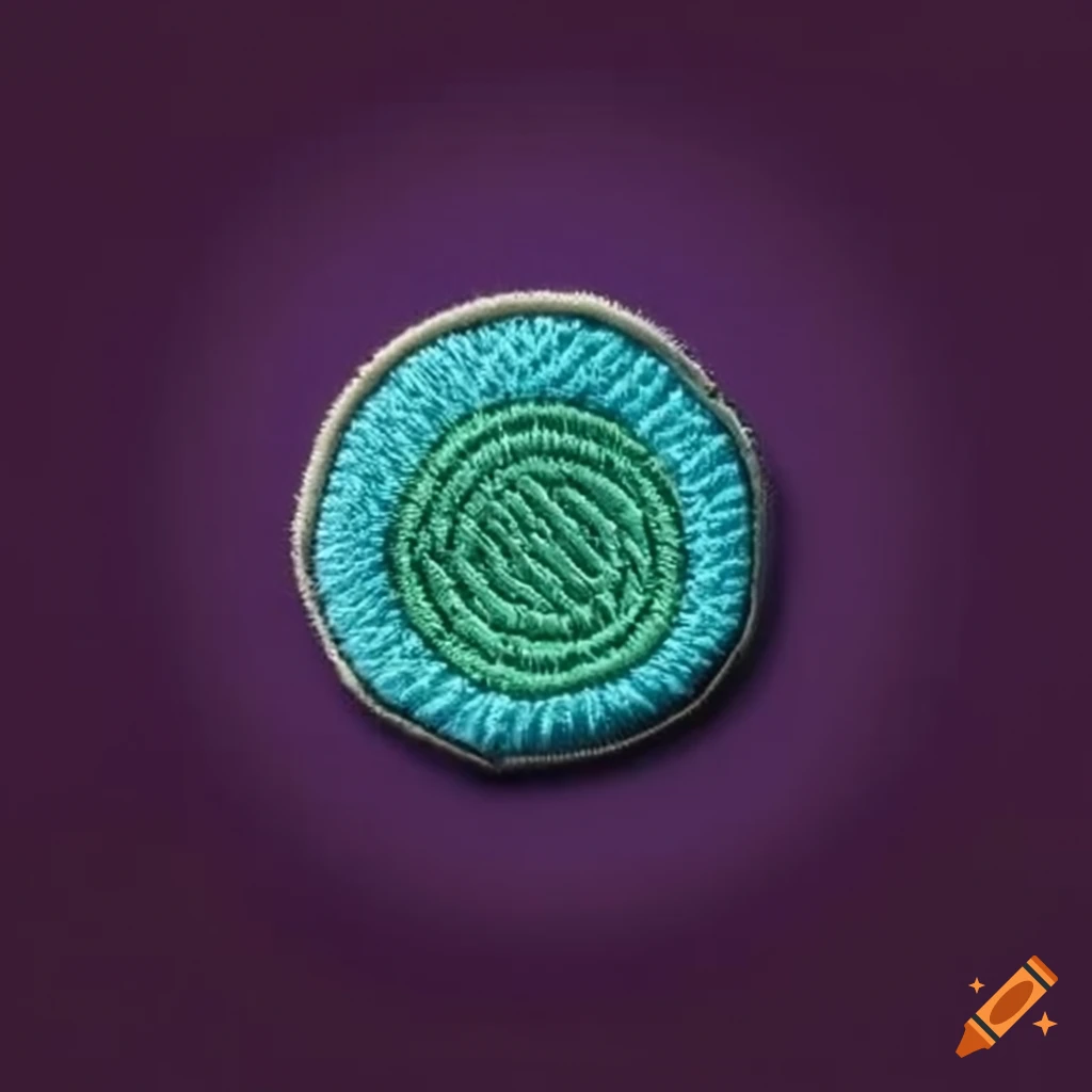 Circular patch with two oxygen atoms embroidery design on Craiyon