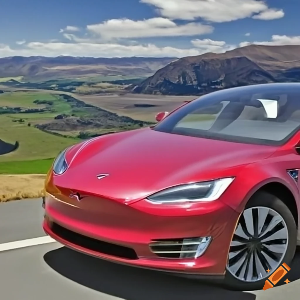Tesla car in Central Otago, New Zealand