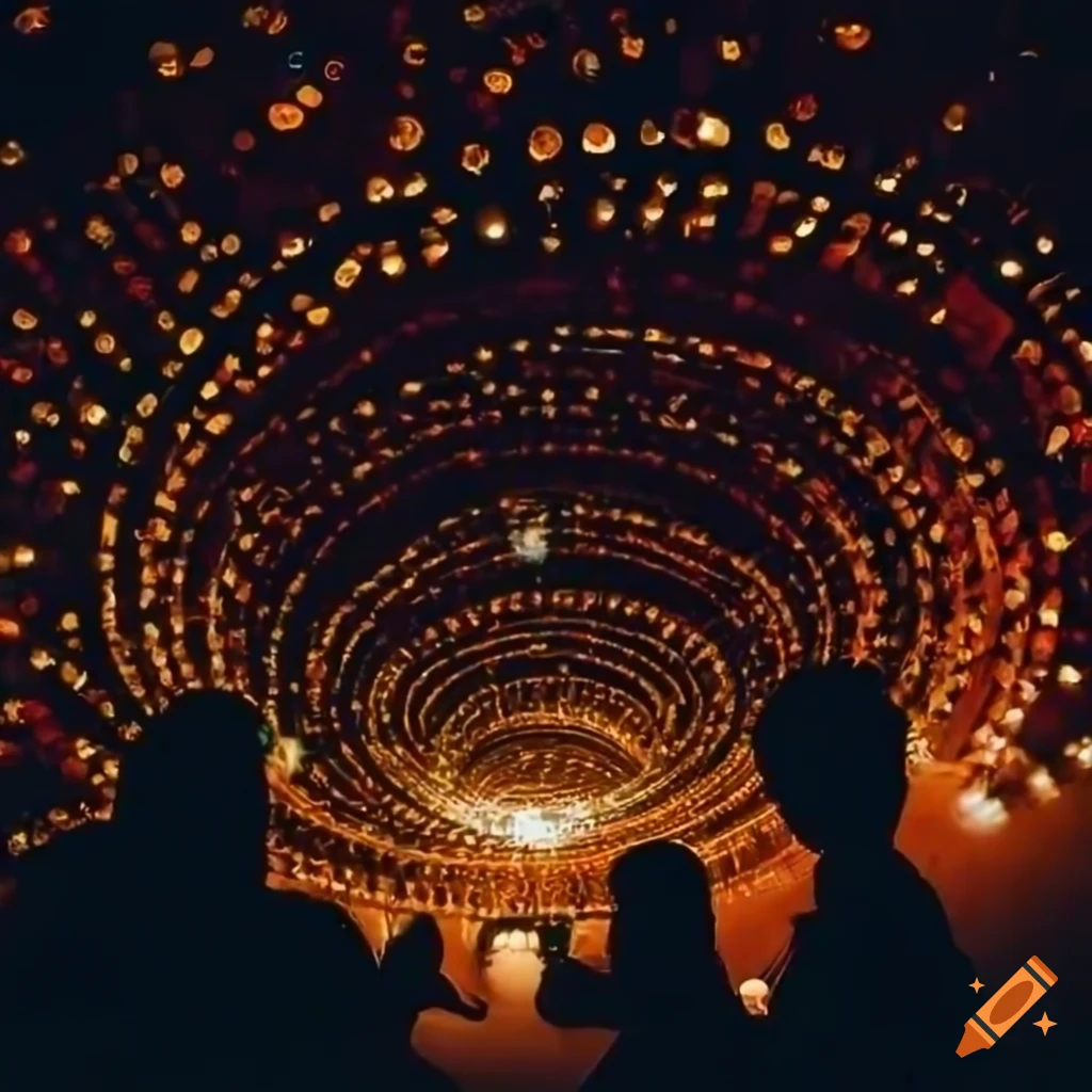 Friends enjoying a show about economic trends in a bokeh-filled setting