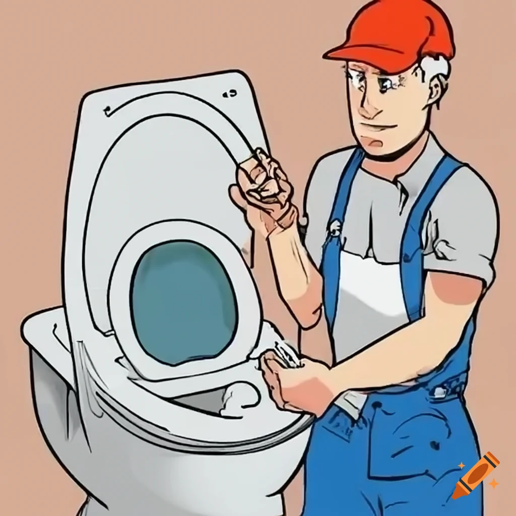 Handyman fixing a toilet on Craiyon