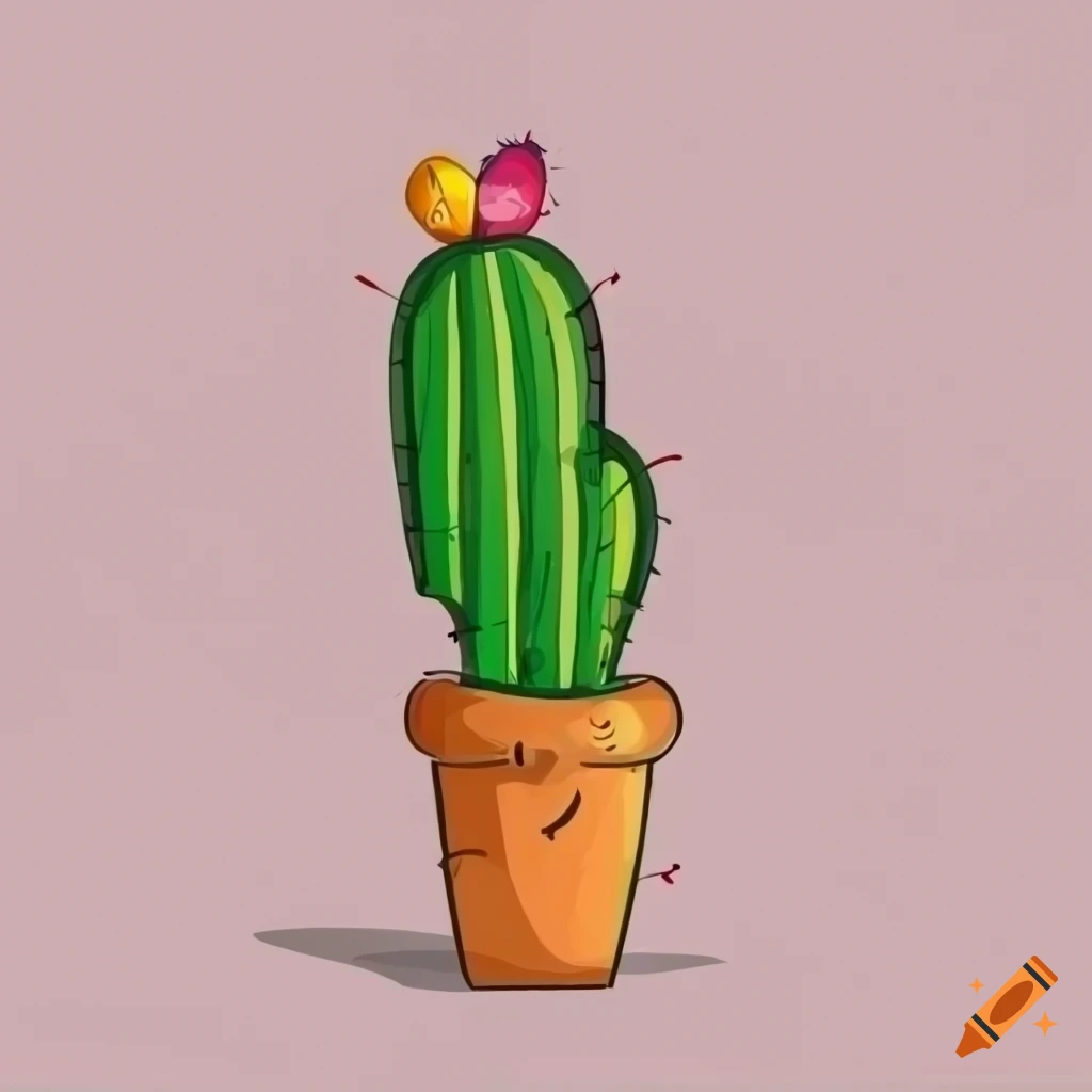 Cartoon cactus on white background