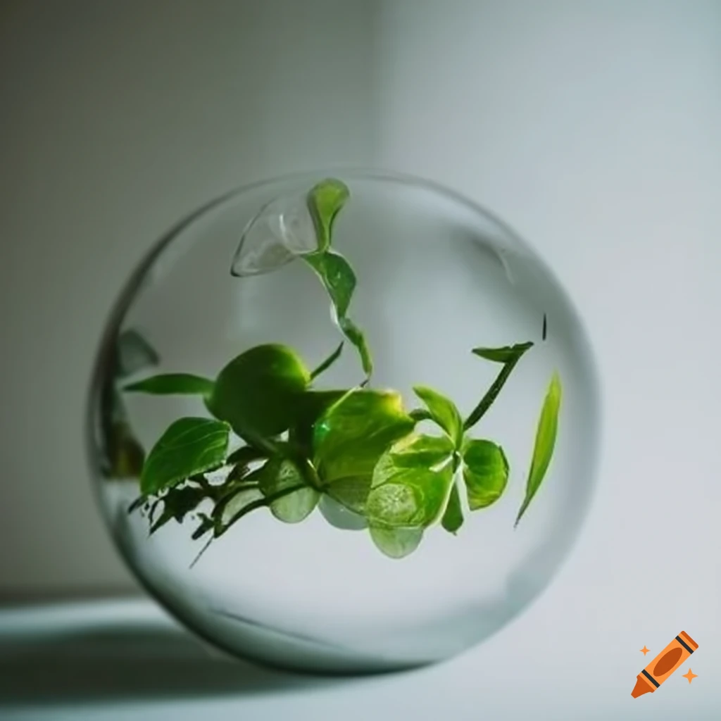 Glass ball with enclosed plants on Craiyon
